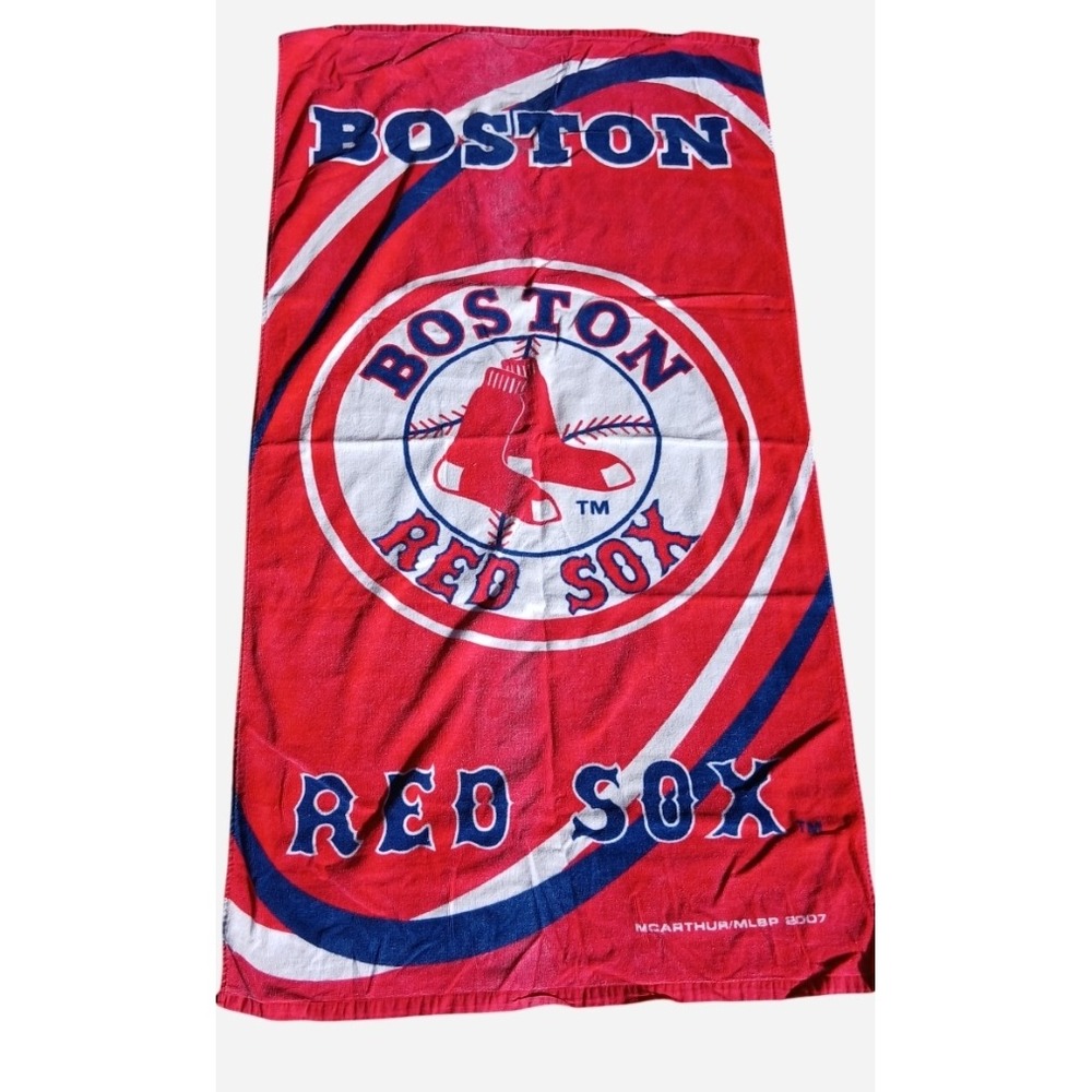 Vintage 2007 Boston Red Sox Beach Towel McArthur MLB Red White Blue Cotton 54x29